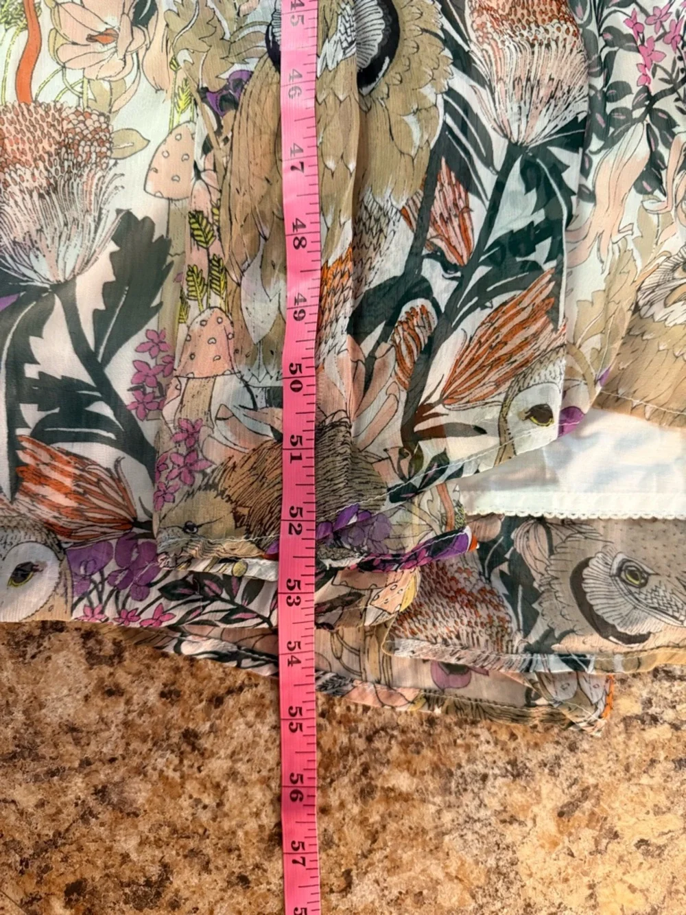 Anthropologie Marais Woodland Owl Floral Tiered Maxi Dress Small Boho - Picture 9 of 9